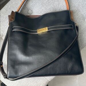 Elegant Black Leather Bag Tory Burch authentic